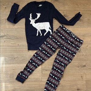 Kids Navy Reindeer Pajama Set